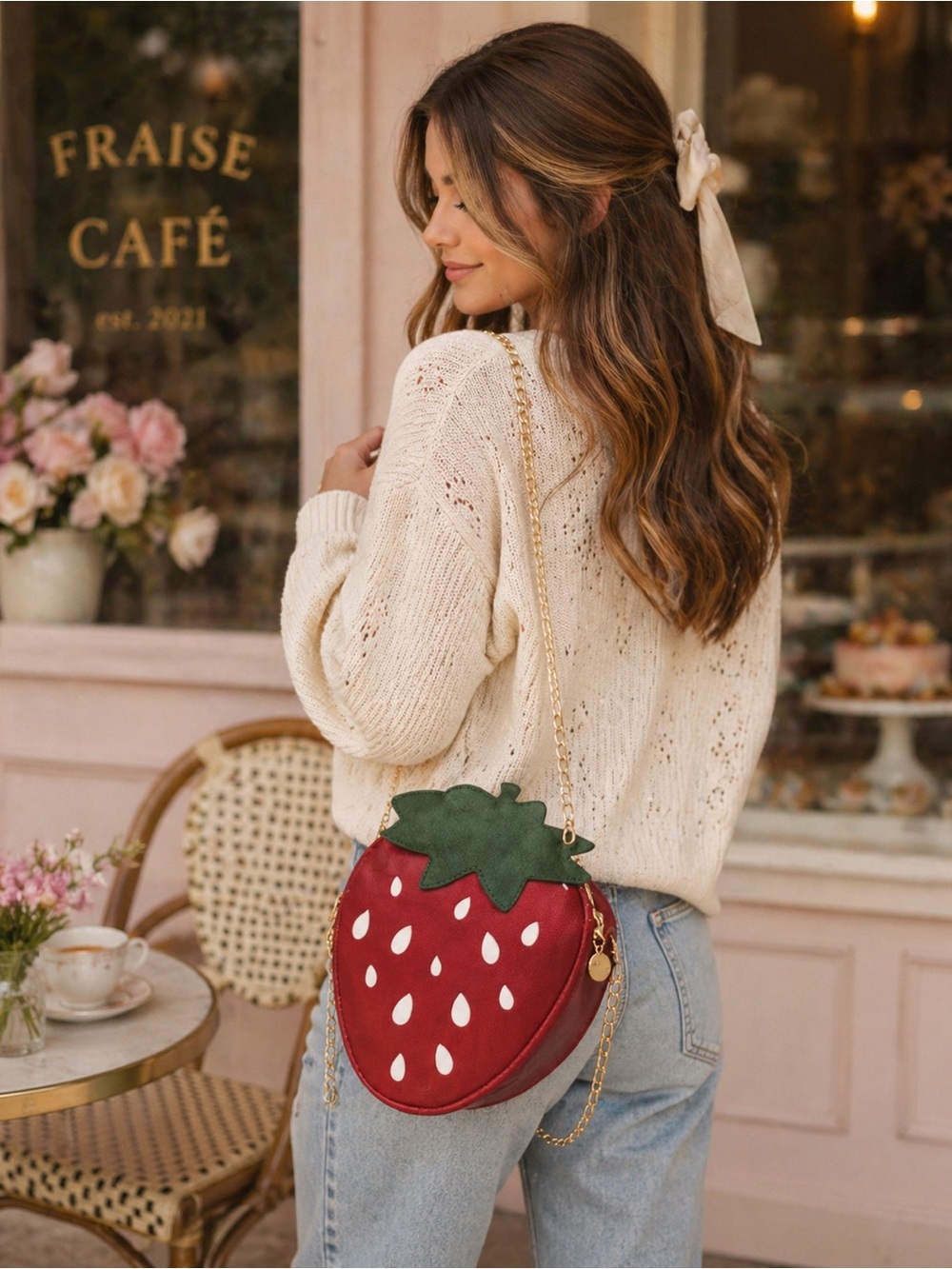 Strawberry Crossbody Bag 🍓 | Cute Statement | Trendy Y2K Mini Bag | Gold Chain